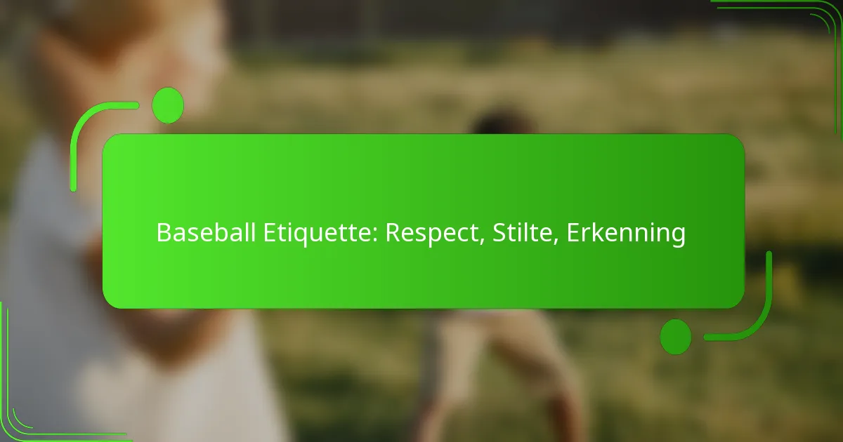Baseball Etiquette: Respect, Stilte, Erkenning