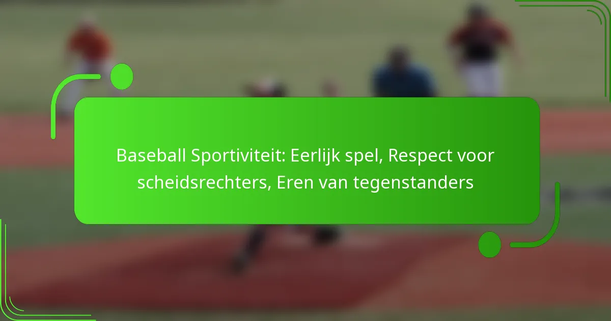 Baseball Sportiviteit: Eerlijk spel, Respect voor scheidsrechters, Eren van tegenstanders