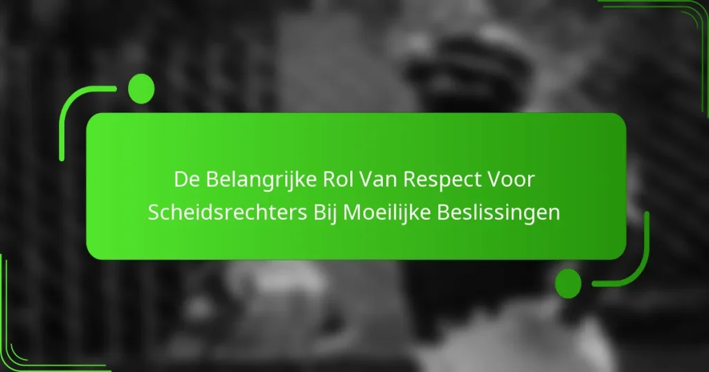 De Belangrijke Rol Van Respect Voor Scheidsrechters Bij Moeilijke Beslissingen