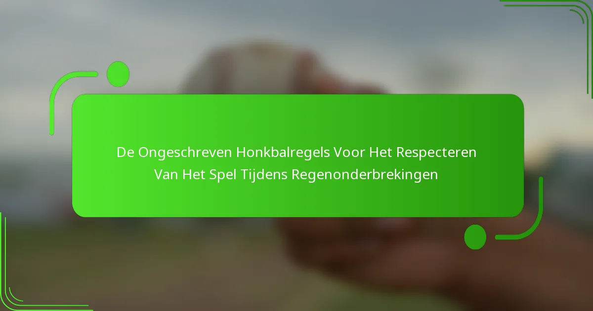 De Ongeschreven Honkbalregels Voor Het Respecteren Van Het Spel Tijdens Regenonderbrekingen