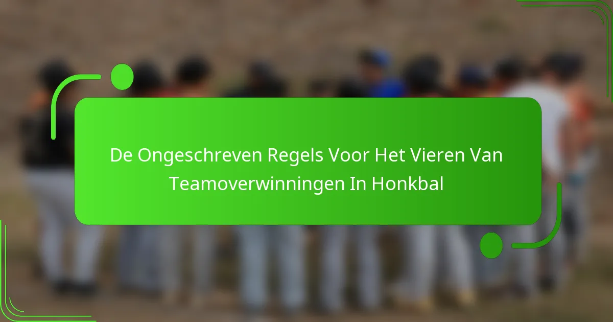 De Ongeschreven Regels Voor Het Vieren Van Teamoverwinningen In Honkbal