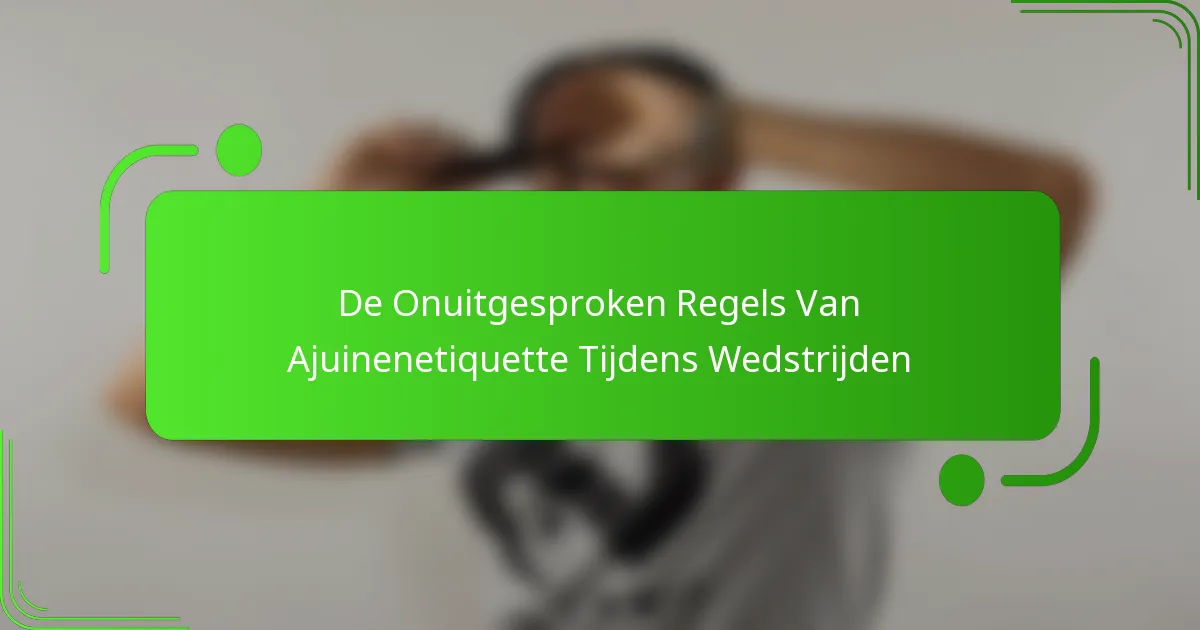 De Onuitgesproken Regels Van Ajuinenetiquette Tijdens Wedstrijden