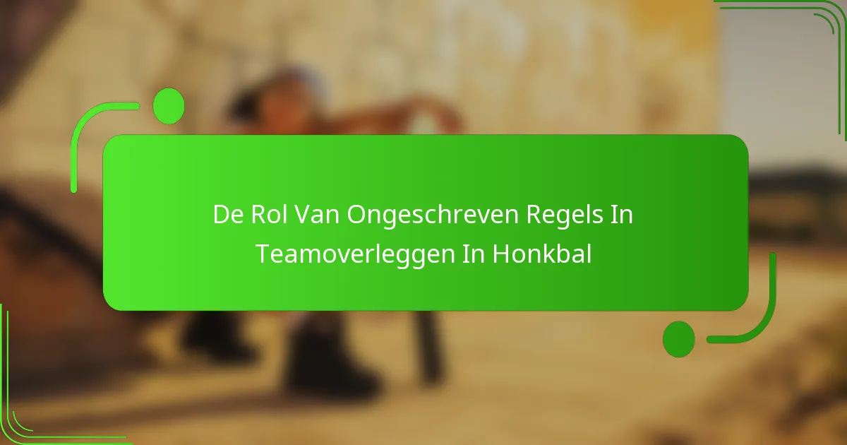 De Rol Van Ongeschreven Regels In Teamoverleggen In Honkbal
