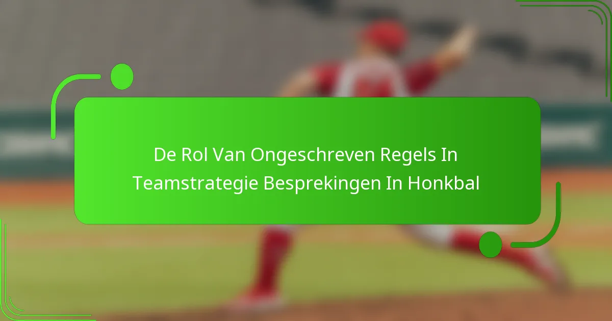 De Rol Van Ongeschreven Regels In Teamstrategie Besprekingen In Honkbal