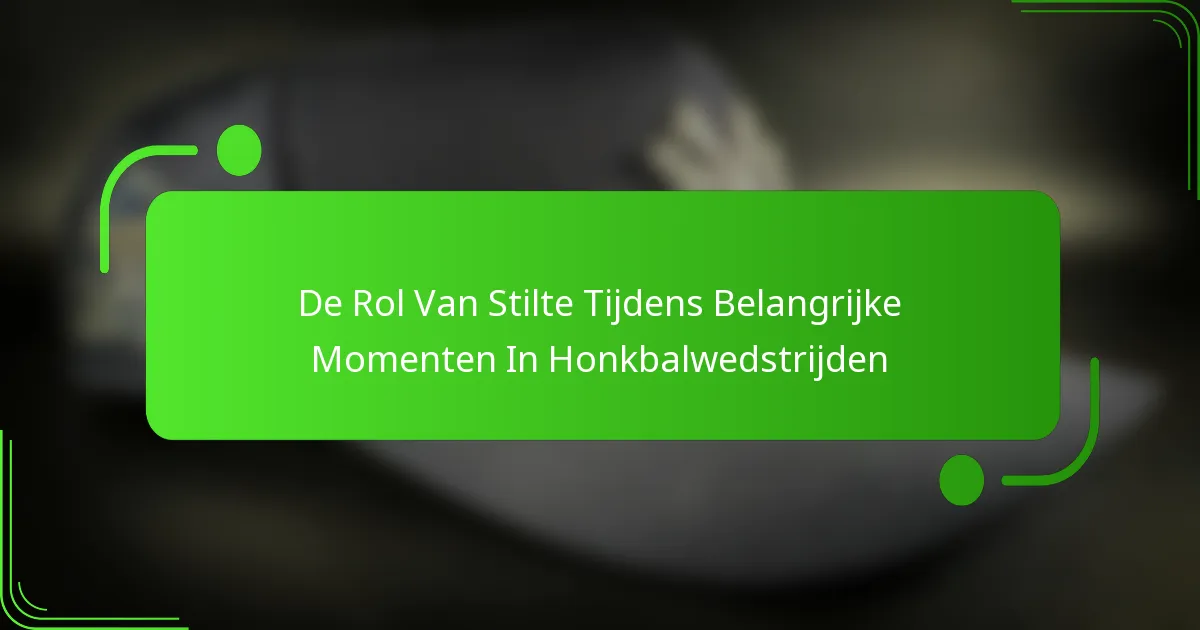 De Rol Van Stilte Tijdens Belangrijke Momenten In Honkbalwedstrijden