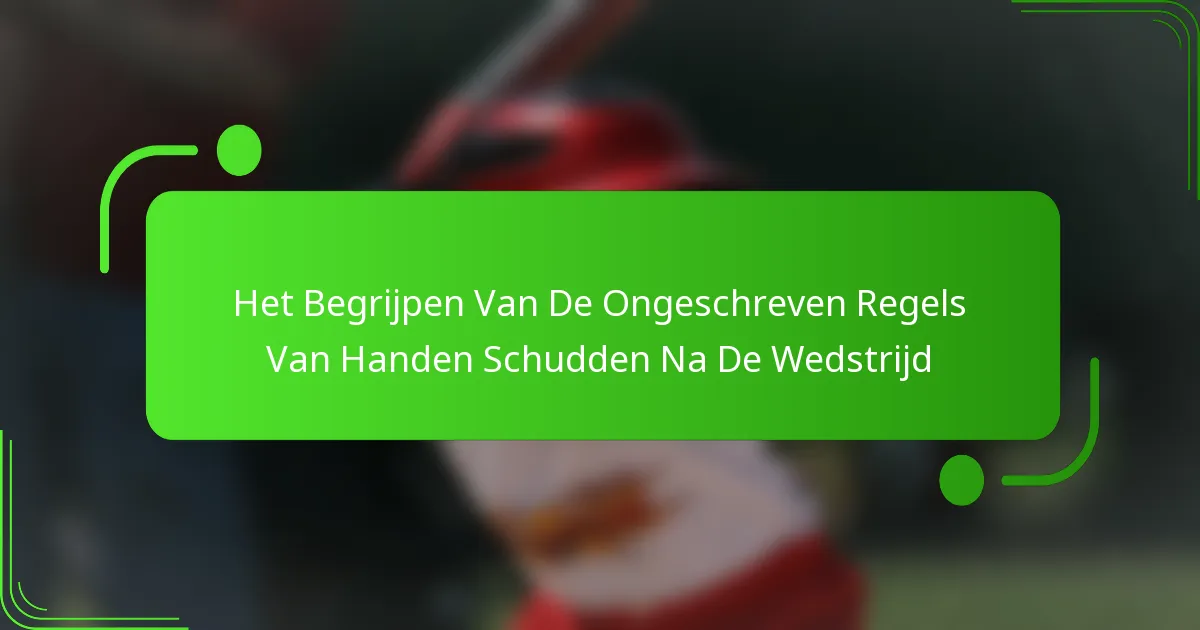 Het Begrijpen Van De Ongeschreven Regels Van Handen Schudden Na De Wedstrijd