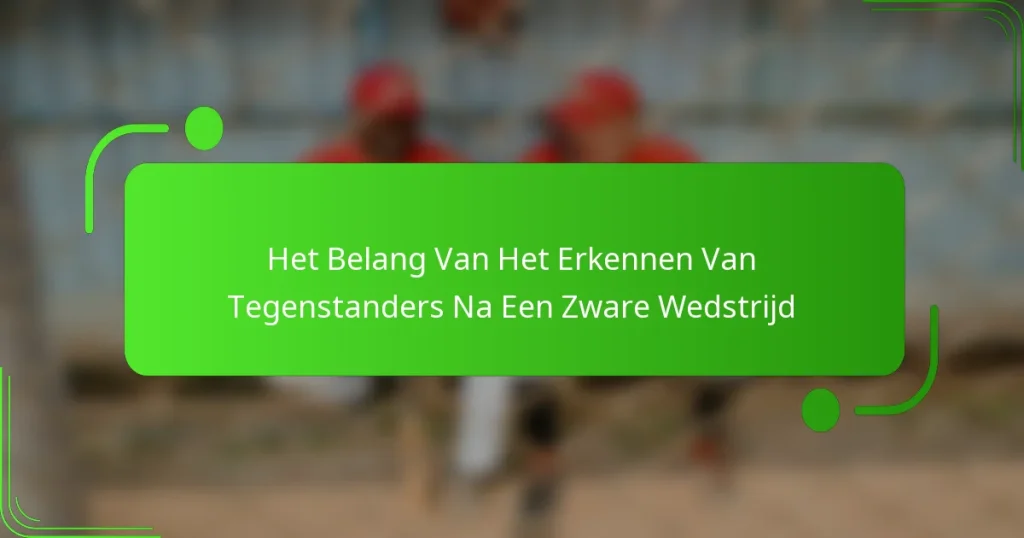 Het Belang Van Het Erkennen Van Tegenstanders Na Een Zware Wedstrijd