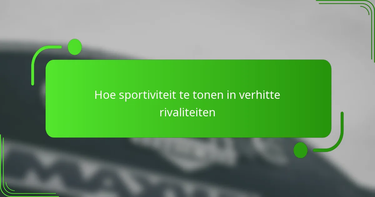 Hoe sportiviteit te tonen in verhitte rivaliteiten