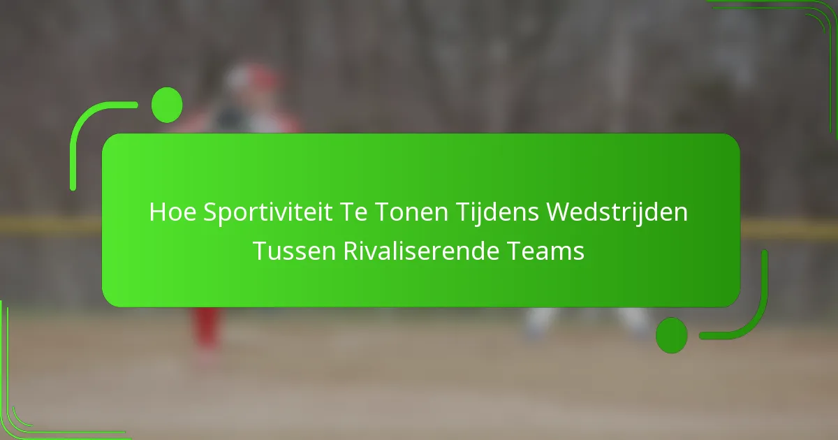 Hoe Sportiviteit Te Tonen Tijdens Wedstrijden Tussen Rivaliserende Teams