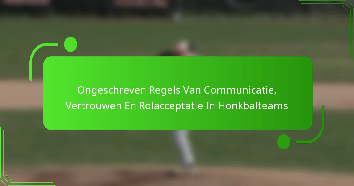 Ongeschreven Regels Van Communicatie, Vertrouwen En Rolacceptatie In Honkbalteams