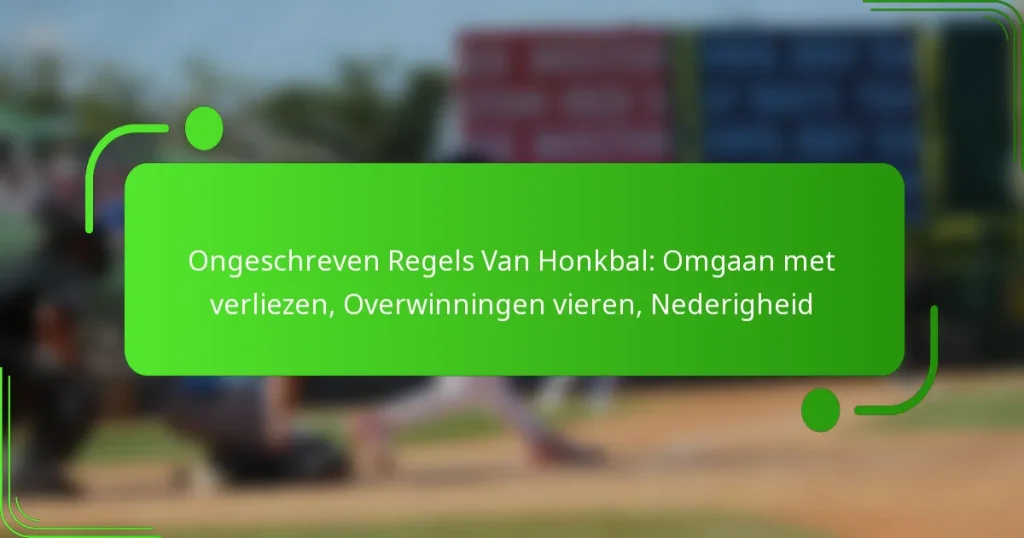 Ongeschreven Regels Van Honkbal: Omgaan met verliezen, Overwinningen vieren, Nederigheid
