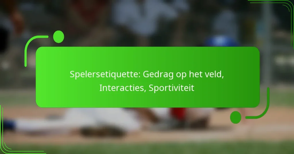 Spelersetiquette: Gedrag op het veld, Interacties, Sportiviteit
