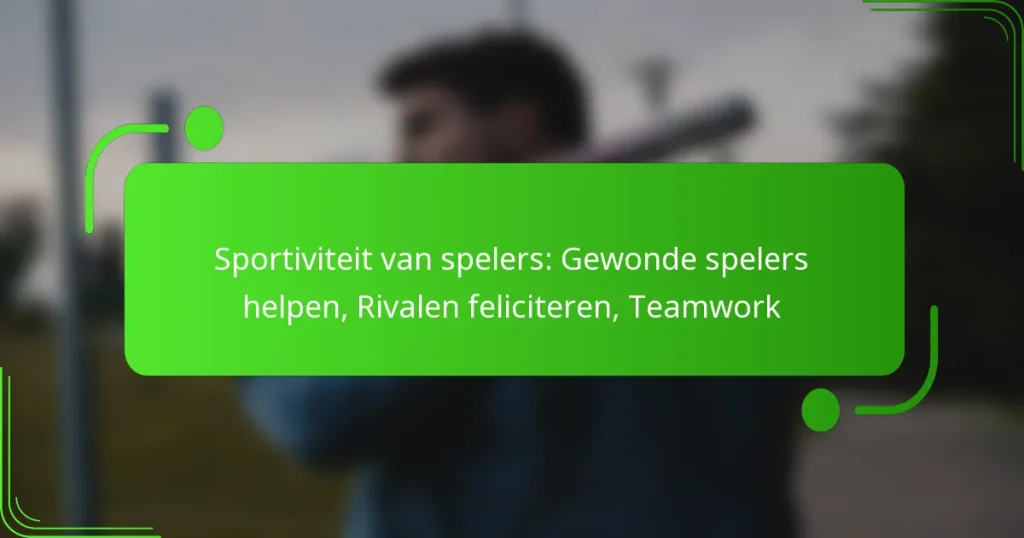 Sportiviteit van spelers: Gewonde spelers helpen, Rivalen feliciteren, Teamwork