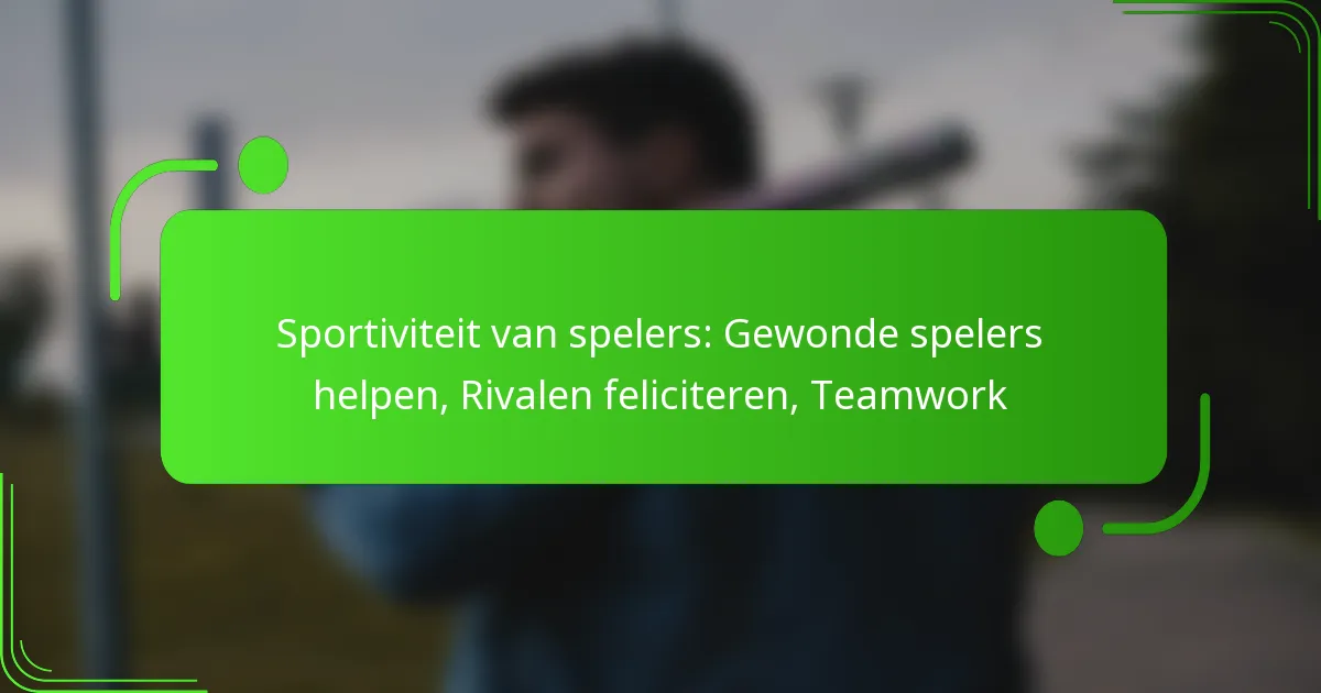 Sportiviteit van spelers: Gewonde spelers helpen, Rivalen feliciteren, Teamwork