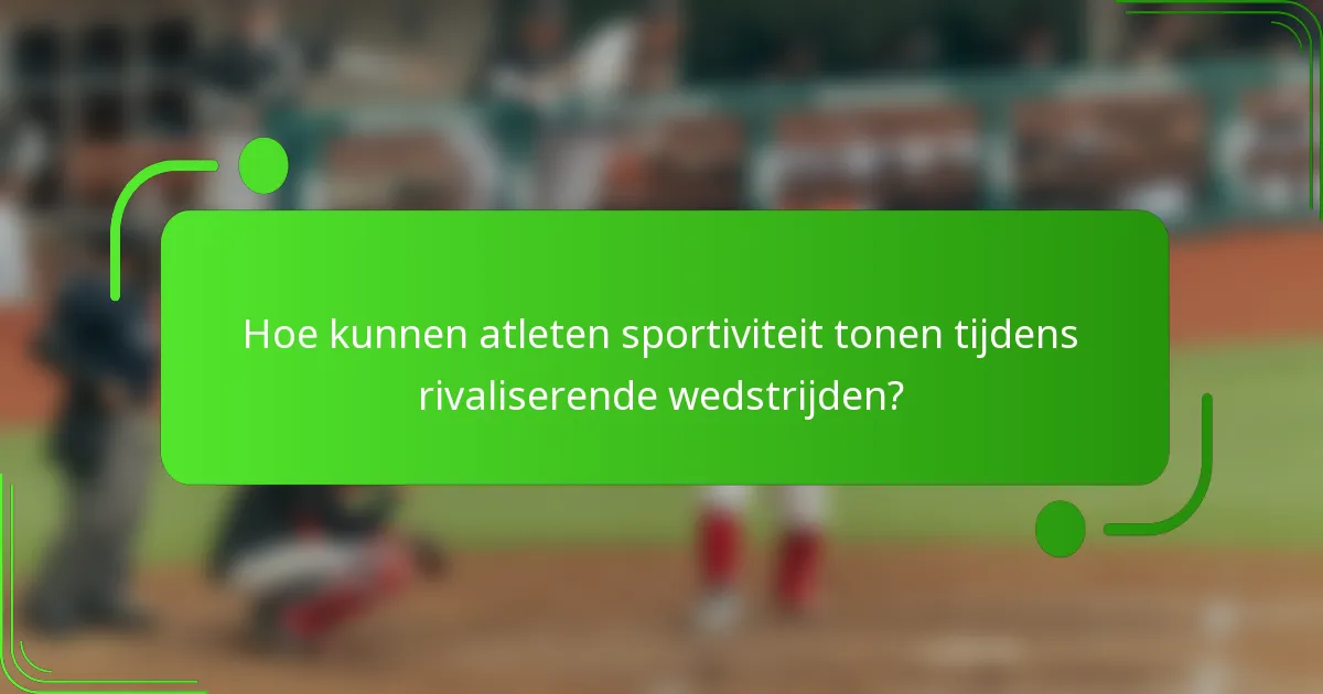 Hoe kunnen atleten sportiviteit tonen tijdens rivaliserende wedstrijden?