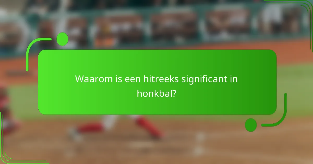 Waarom is een hitreeks significant in honkbal?