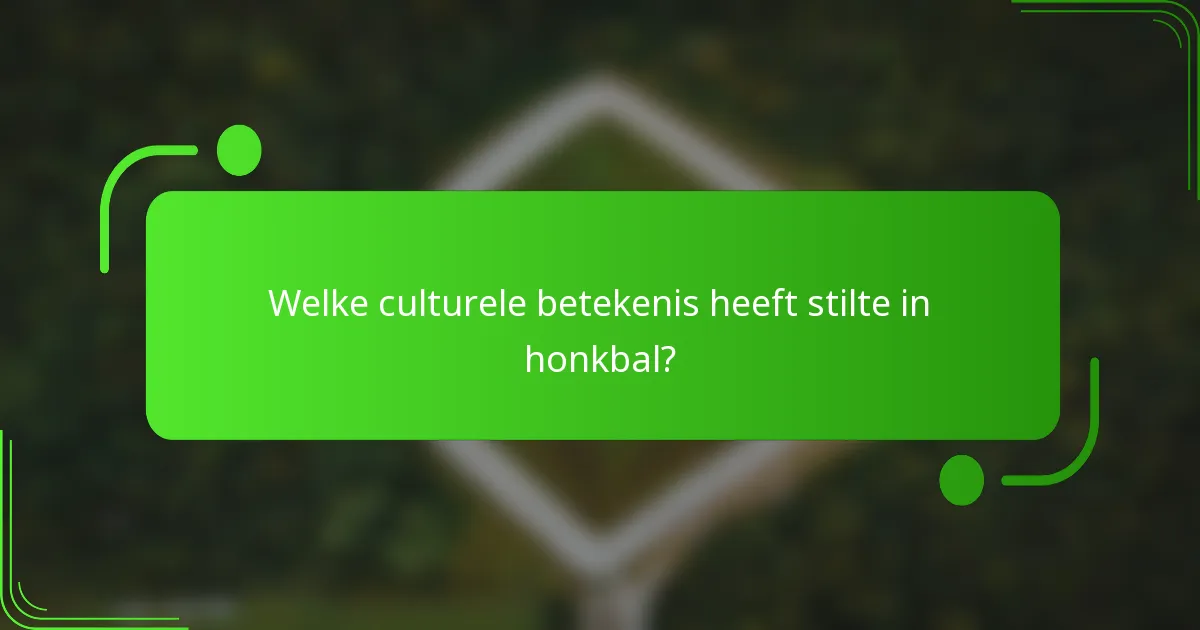 Welke culturele betekenis heeft stilte in honkbal?