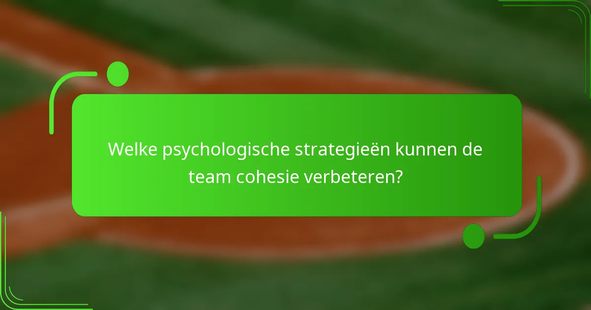 Welke psychologische strategieën kunnen de team cohesie verbeteren?